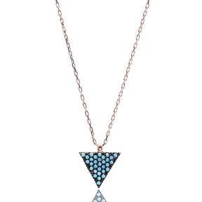 Nano Turquoise Triangle Shape Turkish Wholesale Silver Pendant